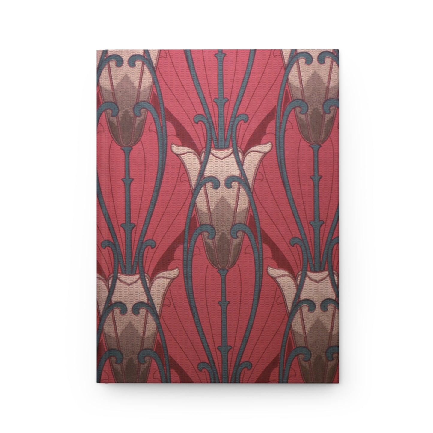 Red Tulip & Scroll Art Nouveau Wallpaper 1906 / 1907 Print - Hardcover Journal