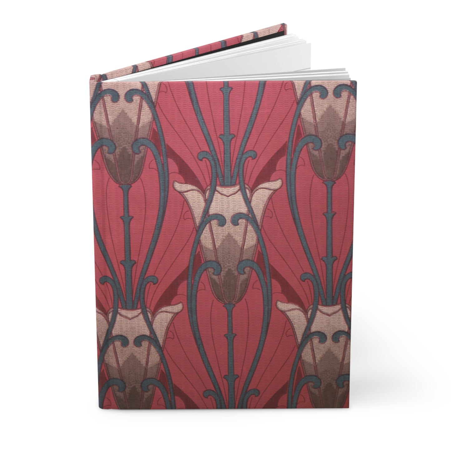 Red Tulip & Scroll Art Nouveau Wallpaper 1906 / 1907 Print - Hardcover Journal