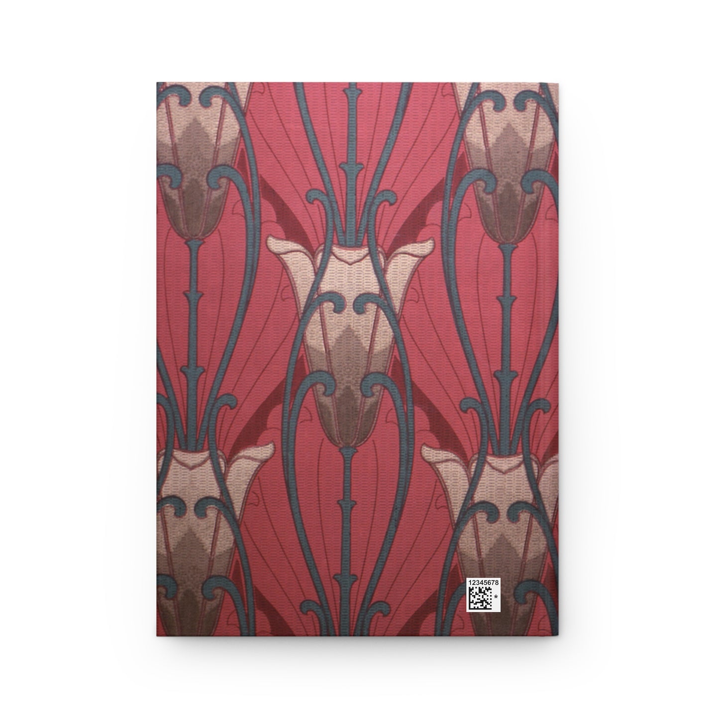 Red Tulip & Scroll Art Nouveau Wallpaper 1906 / 1907 Print - Hardcover Journal