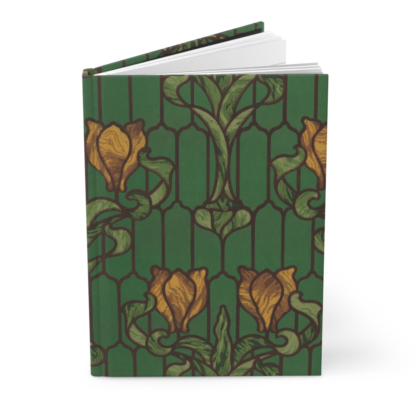 Yellow Tulips Art Nouveau Wallpaper 1900 Print - Hardcover Journal