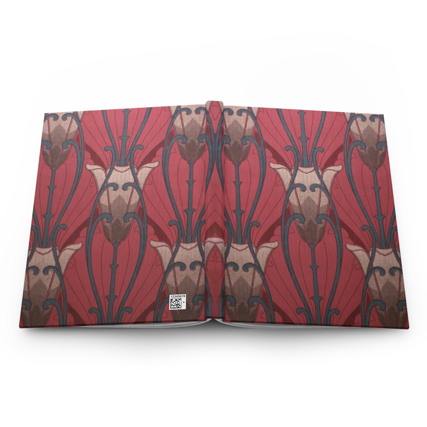 Red Tulip & Scroll Art Nouveau Wallpaper 1906 / 1907 Print - Hardcover Journal