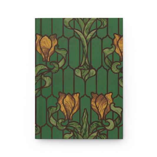 Yellow Tulips Art Nouveau Wallpaper 1900 Print - Hardcover Journal