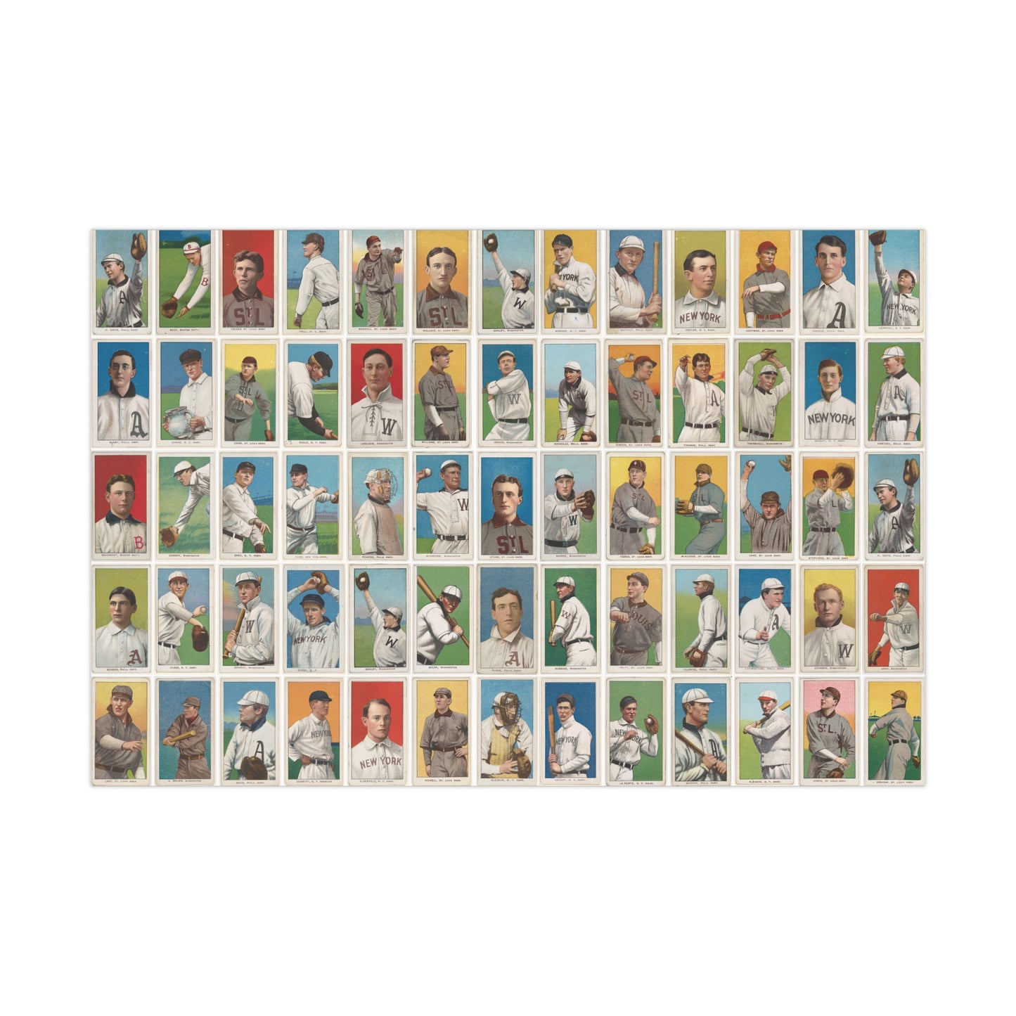Victorian Baseball Cards 1900 to 1911 Collage Print - Gift Wrap
